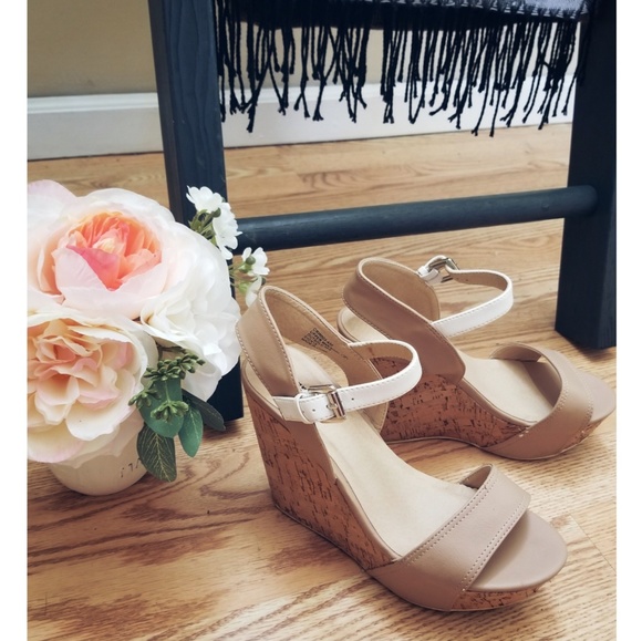 Charlotte Russe Shoes - Charlotte Russe Nude Sandal Wedges